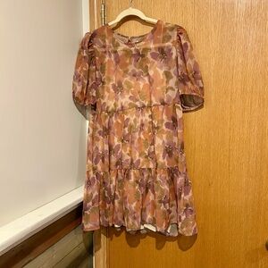 Floral Tiered Dress with Puff Sleeves